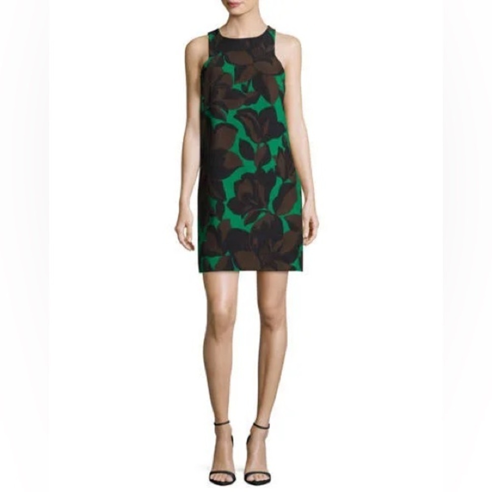 Milly Floral Emerald Flower Angular Mini Dress (100)